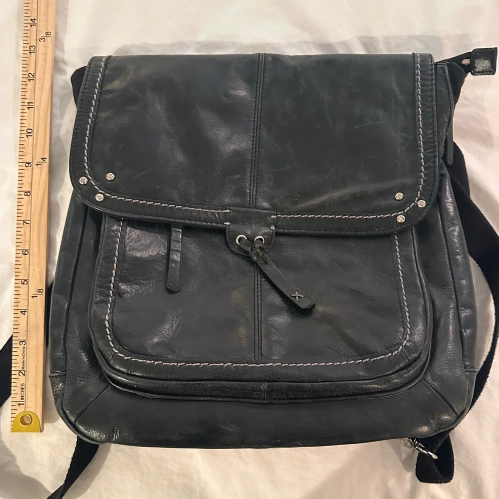 The Sak Charcoal Black Leather Convertible Back-Pack/Messenger Bag